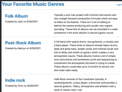 Music Genre Blog Application Demo